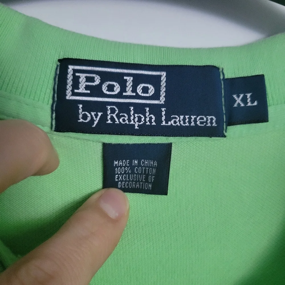 Ralph Lauren Polo Green Short Sleeve Purple Pony Men's XL